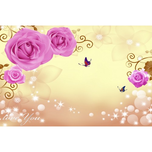 Фреска Фиолетовые розы в кристалах