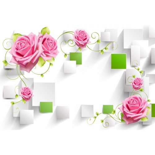 Фреска Розовые розы в графике