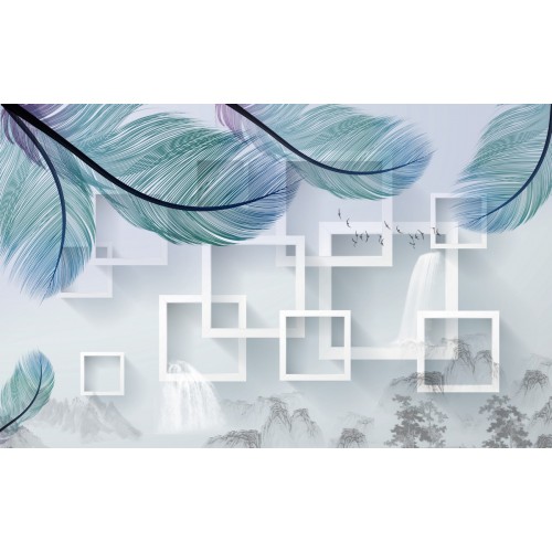 Фреска Перья в графике