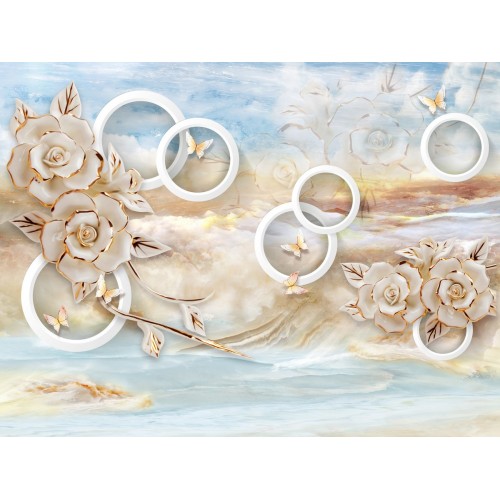 Фреска Цветы в золотых песках