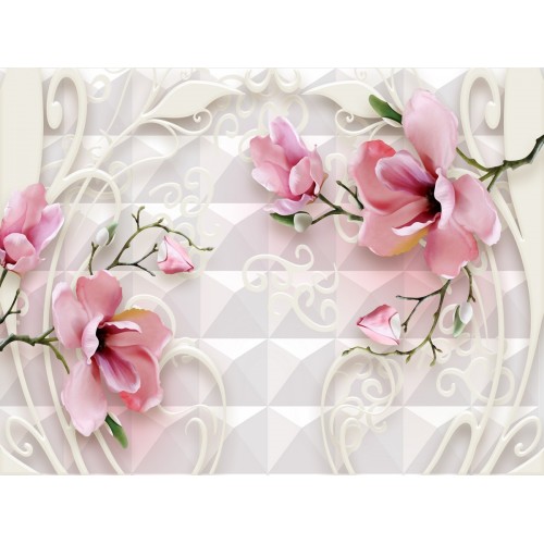 Фреска Цветы шиповника в снегу