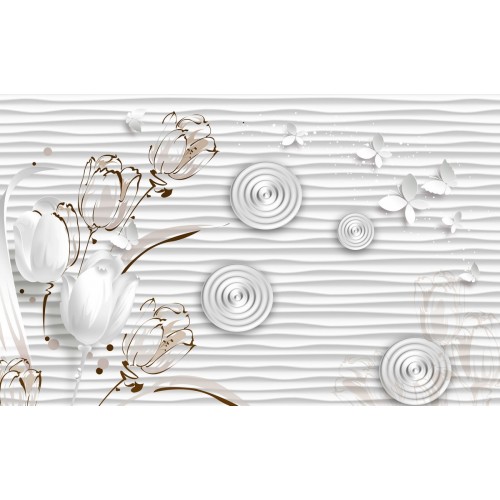 Фреска Снежные тююльпаты в спирали