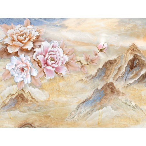 розовые пионы в горах