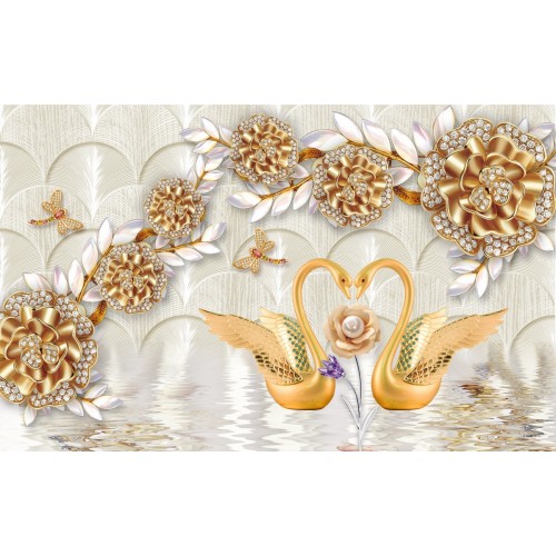 Золотые лебеди в бриллиантах