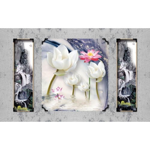 Фреска Белые лотосы