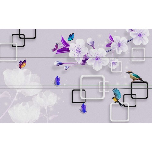 фиолетовые цветы в квадратах