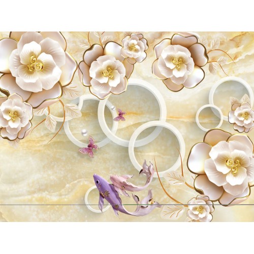 Фреска Элегантные кремовые розы