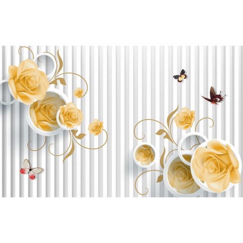 Фреска Свидание и желтыми цветами