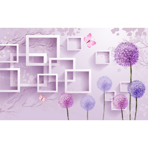 Фиолетовые шары одуванчика в ромбах