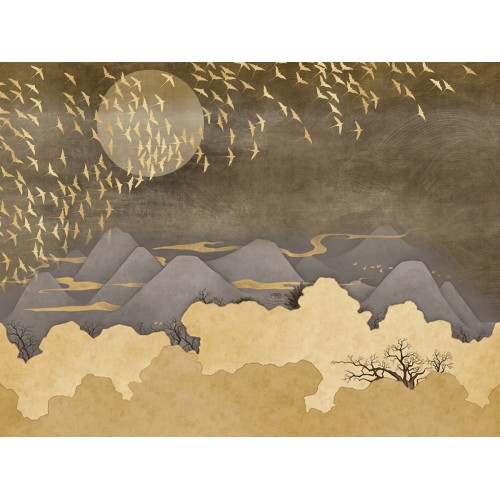 Фреска Золотая птичья стая