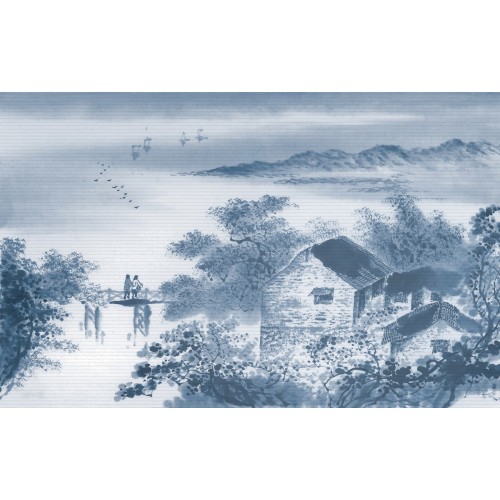 Фреска Рассвет в синих тонах