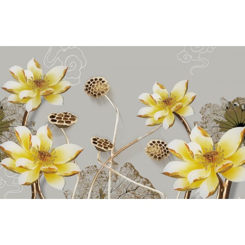 Фреска Золотые лотосы