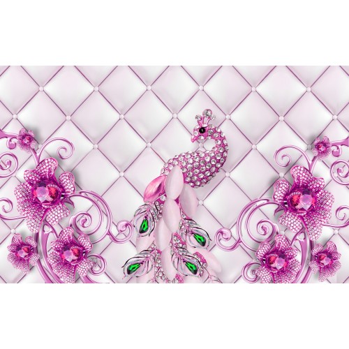 Фреска Павлин в розовыых сапфирах