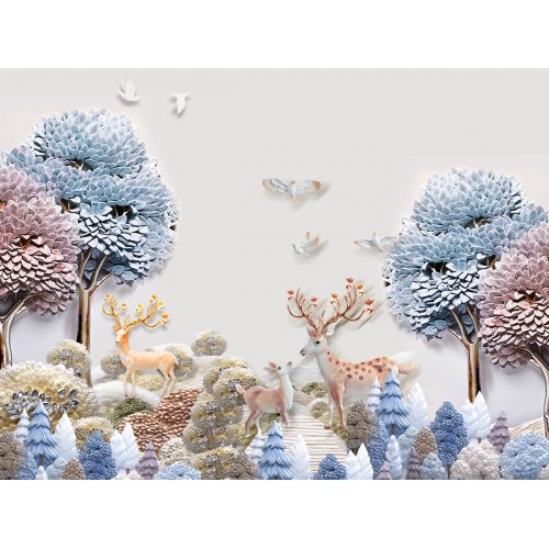 Фреска Зимний лес 3D