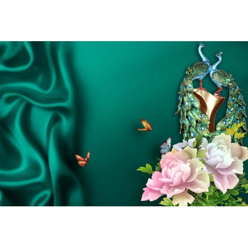 Фреска Изумрудные павлины