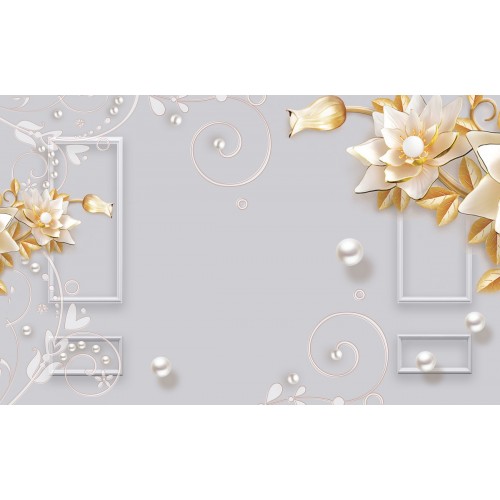 Фреска Лотосы в карамели с жемчужными нитями