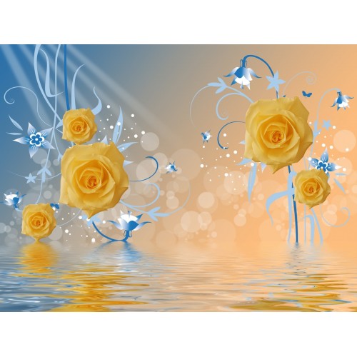 Фреска Золотые розы