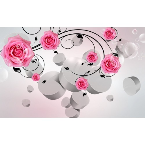 Фреска Элегантные малиновые розы