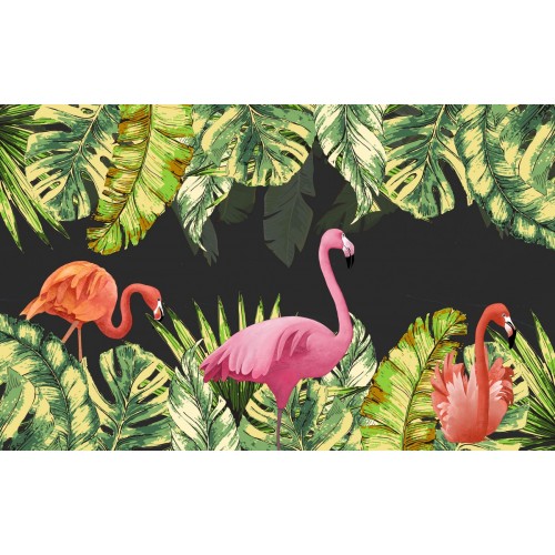 Фреска фламинго в тропиках