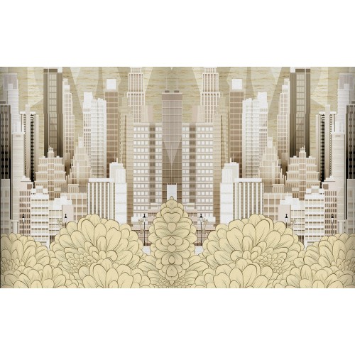 Фреска Город в бежевых тонах