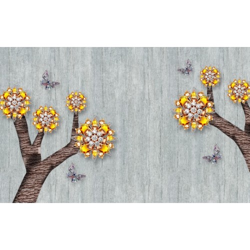 Фреска Бабочки в золотых деревьях