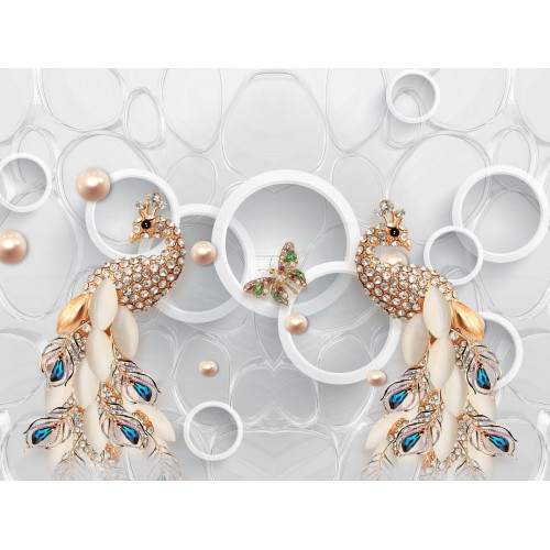 Фреска Золотые павлины