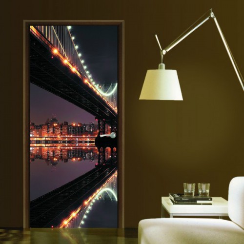 Фотообои Мост в Ночи на дверь Антимаркер Door's c-014