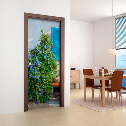 Фотообои куст с голубыми цветками Wallfix w-127