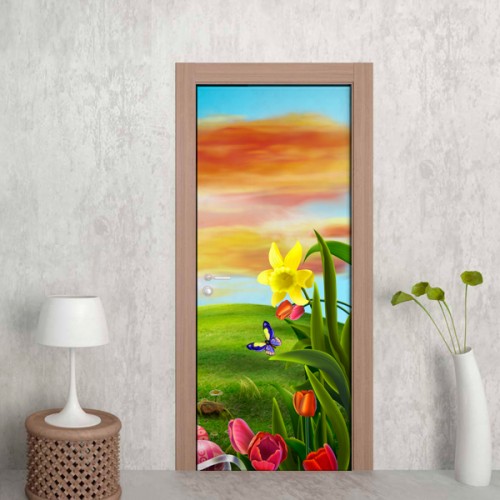 Фотообои поляна с тюльпанами Wallfix w-157