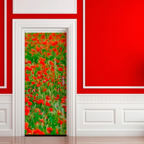 Фотообои поле с красными цветами Wallfix w-163