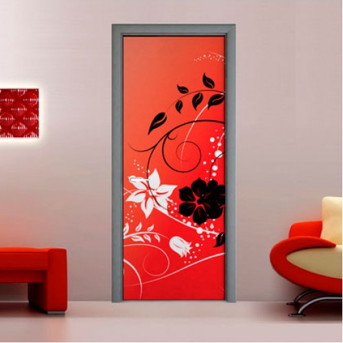 Фотообои цветы на красном фоне Wallfix w-209