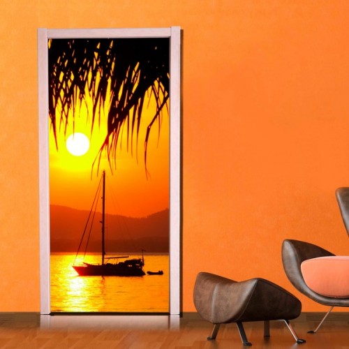 Фотообои лодка на фоне заката Wallfix w-059