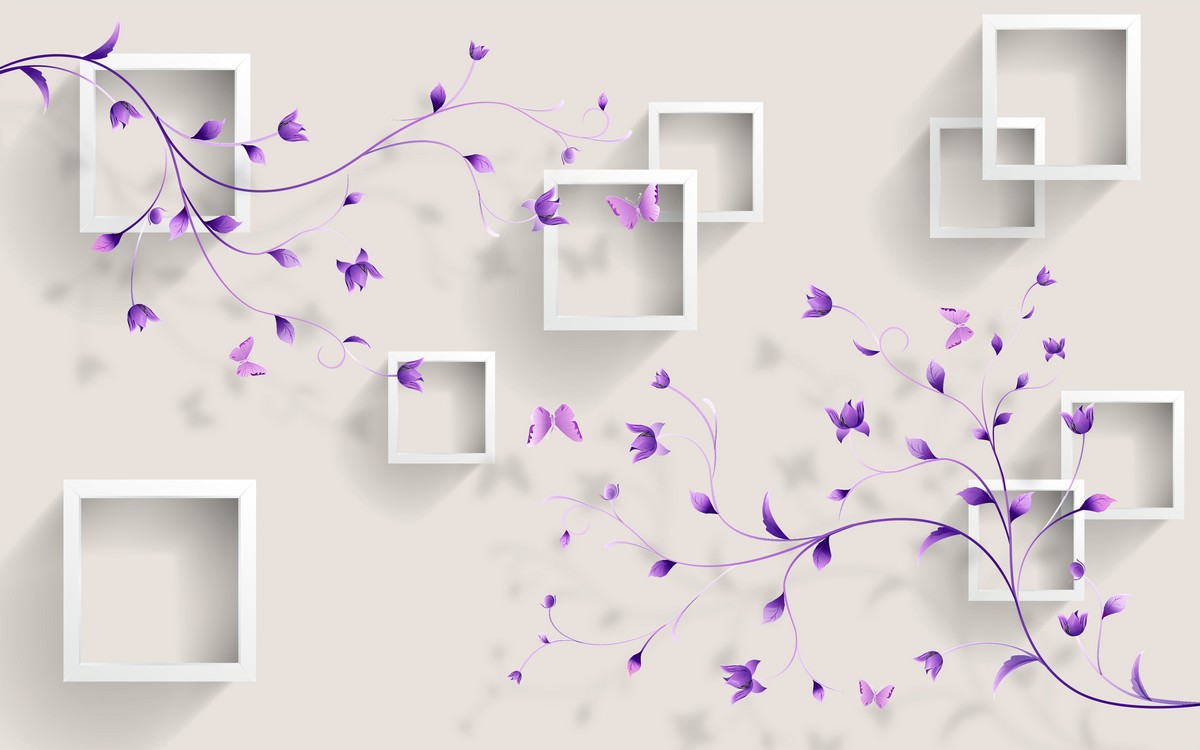Фотообои Фиолетовые бабочки в графике | Купить в Москве, низкие цены,  интернет-магазин Artpolygraf